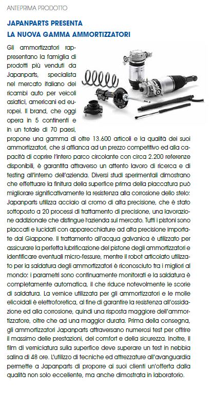 Japanparts presenta la nuova gamma ammortizzatori