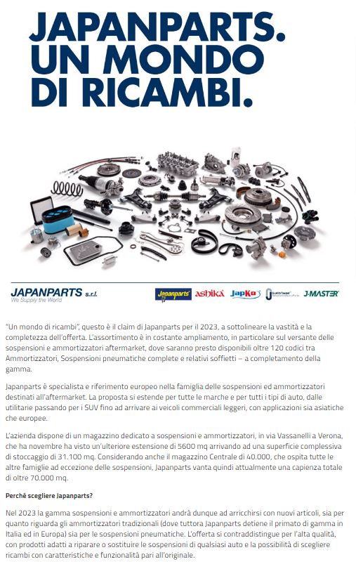 Japanparts: la gamma ammortizzatori e sospensioni pneumatiche si espande